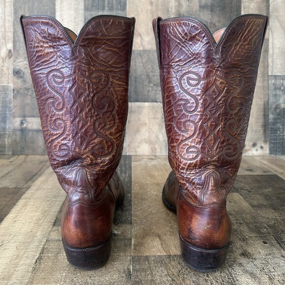 Lucchese San Antonio Vintage Teju Lizard Inlay Western Cowboy Boots Mens 10.5 D - Picture 8 of 12